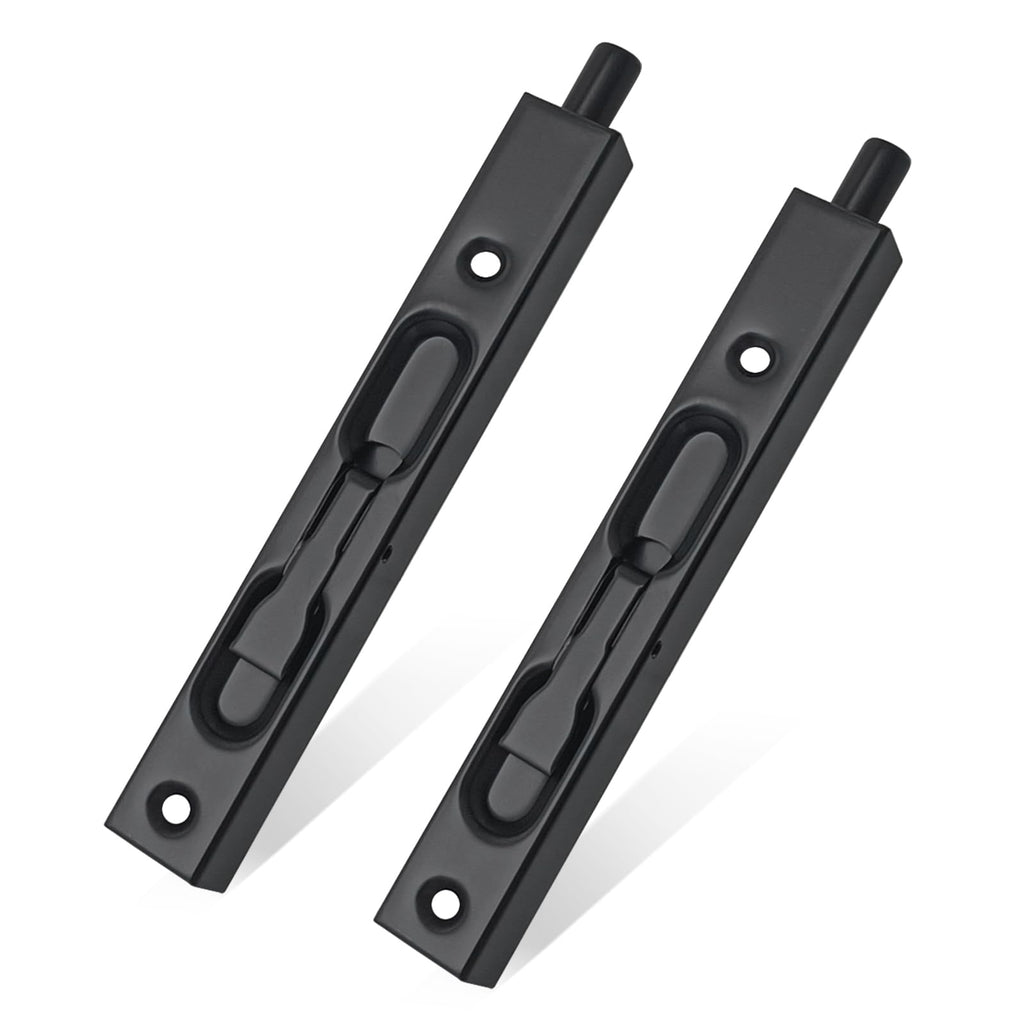 MOSECYOU Flush Bolt French Door Lock 6”, 2 Packs, Bolt Latch for Double Doors, Flip Lever Mechanism, Door Top/Bottom Lock for Sliding/Patio/Storm Door (Black, 6 in. - 2pack)