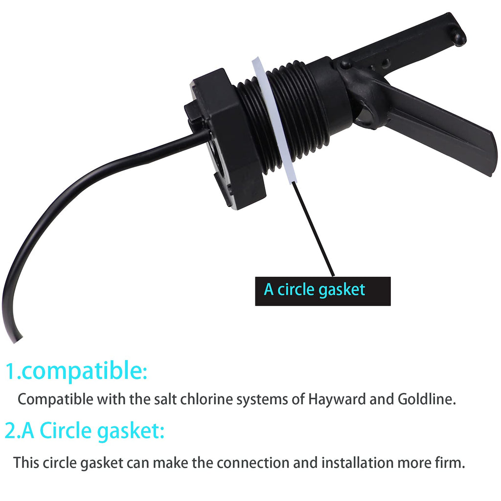 Glx-Flo-Rp Flow Switch for Hayward Goldline Aquarite Salt Systems, Pool Flow Sensor Suitable Hayward Salt Cell & Chlorine Generator, Flow Switch for Aqua Rite Swimming Pool Salt Cell with 15 Ft Cable