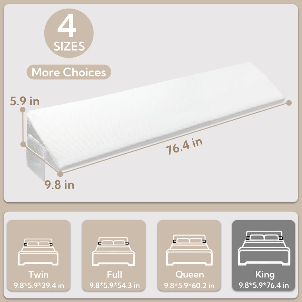 AAAini King Size Bed Gap Filler – Closes 0-6" Mattress Gap, Stops Pillows Falling – Headboard Wedge (76"x10"x6")