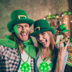 YAXINRUI 4pcs Light Up Shamrocks Beads Necklaces, St. Patrick's Day Accessories - Led Metallic Green Bead Clovers for Irish Party Favor Supplies