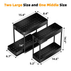 Simple Trending 3 Pack Under Sink Organizer, Pull-Out Cabinet Organizer Drawer, 2 Tier Multi-Purpose Slide Out Storage Shelf for Kitchen Bathroom, Black