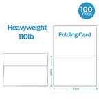 Blank White Cards and Envelopes 100 Pack, Ohuhu 5 x 7 Heavyweight Folded Cards and A7 Envelopes for DIY Christmas Greeting Cards, Wedding, Birthday, Invitations, Thank You Cards & All Occasion