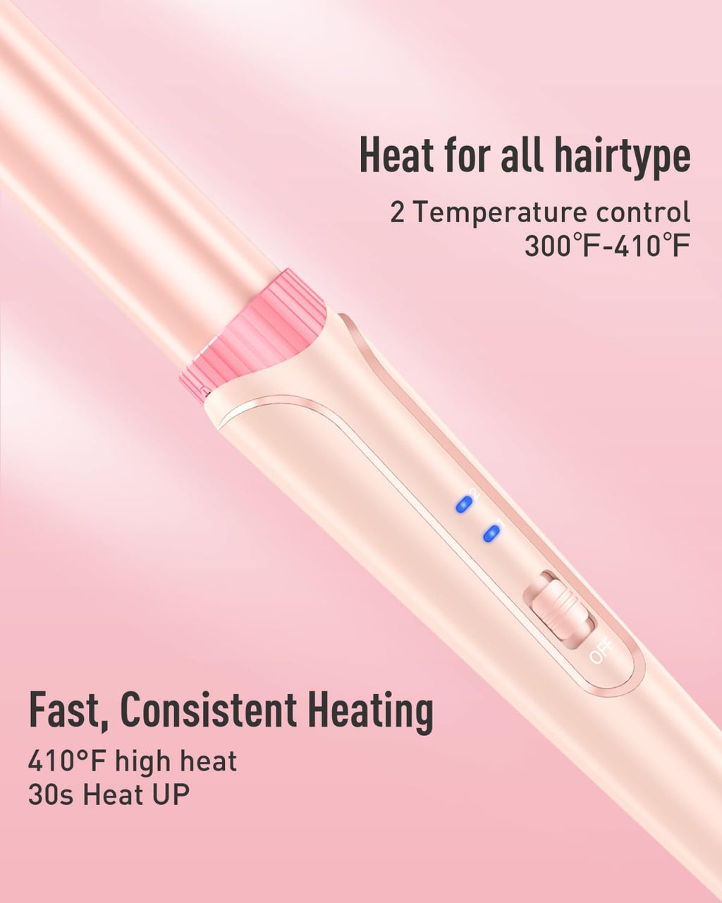 Waver Curling Iron Curling Wand - BESTOPE PRO 5 in 1 Curling Wand Set with 3 Barrel Hair Crimper for Women, Fast Heating Crimper Wand Curler in All Hair Type - Leather Pink
