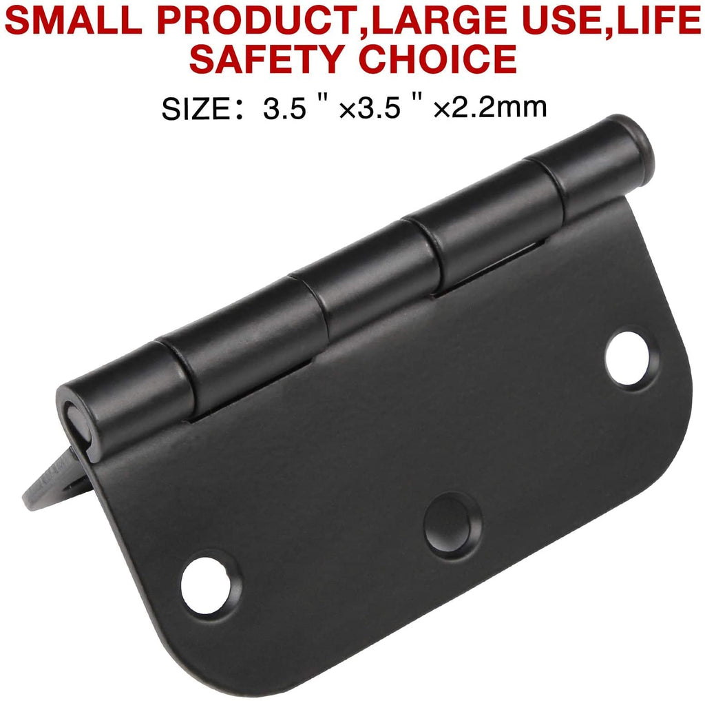 TDCHINGES 30 Pack Rounded Matte Black Door Hinges 3.5 Inch 5/8" Radius Interior 3 1/2 Inch Door Hinges Flat Iron Bifold Easy Installation Door Hinges for Doors 3 ½" Hardware Controls