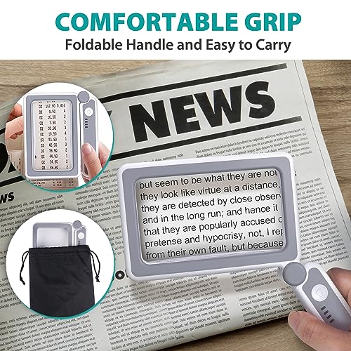 Magnifying Glass with Book Light Reading Gifts Rechargeable Led Page Magnifier Christamas Stocking Stuffers Gifts for Mom Dad Grandma Grandpa Elderly Book Lovers Handheld Vision Aids (Grey 2 Pack)