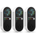 Natural Gas Leak Detector and Carbon Monoxide Detectors - 4 in 1 Natural, Propane, Co & Gas Leak Detector - Carbon Monoxide Detectors Plug in - Temperature & Humidity Detectors for Home, RV (3 Packs)