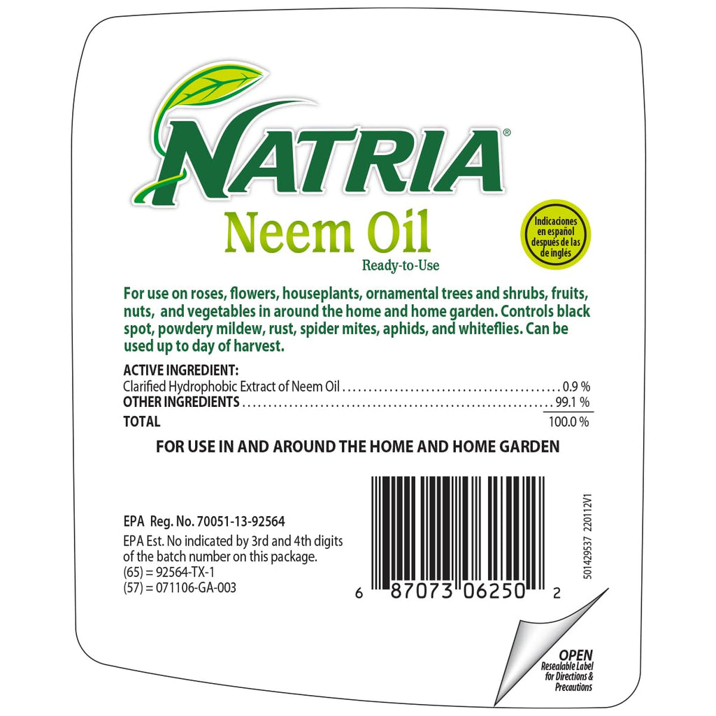Natria Neem Oil Spray for Gardening - Ready-to-Use - Pest Control & Disease Control - Use for Houseplants and Home Gardens - 24 oz Bottle
