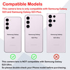 Phoupair 2 Set Back Rear Camera Glass Lens Replacement for Samsung Galaxy S23 and S23+ Plus (All Carriers) with Adhesive Preinstalled with Repair Tool Kit
