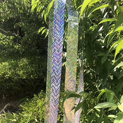 Bird Scare Ribbon Double Sided Holographic Reflective Ribbon Tape to Keep Away Woodpecker, Pigeon, Hawks, Grackles Bird (0.9in x 260ft)