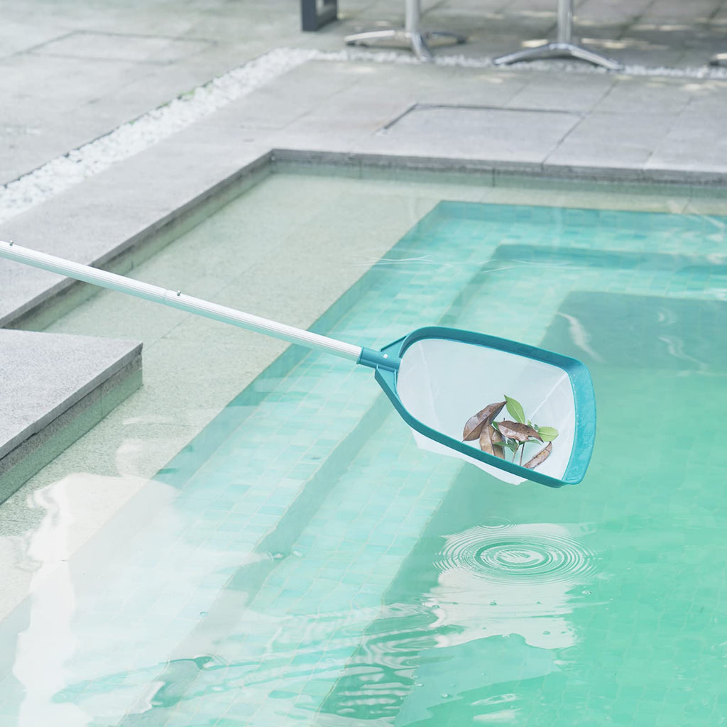 POOLWHALE Upgrades Swimming Pool Leaf Net Skimmer Rake with Adjustable Aluminum Pole and Nylon Medium Fine Mesh for Cleaning Swimming Pools, Hot Tubs, Spas and Fountains