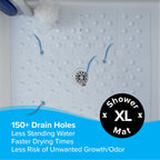 SlipX Solutions Extra Large Square Shower Mat, 27"x27", Non-Slip Stall Mat for Elderly & Kids Standing Bath Tub Mat, Machine Washable, Suction Cups, White