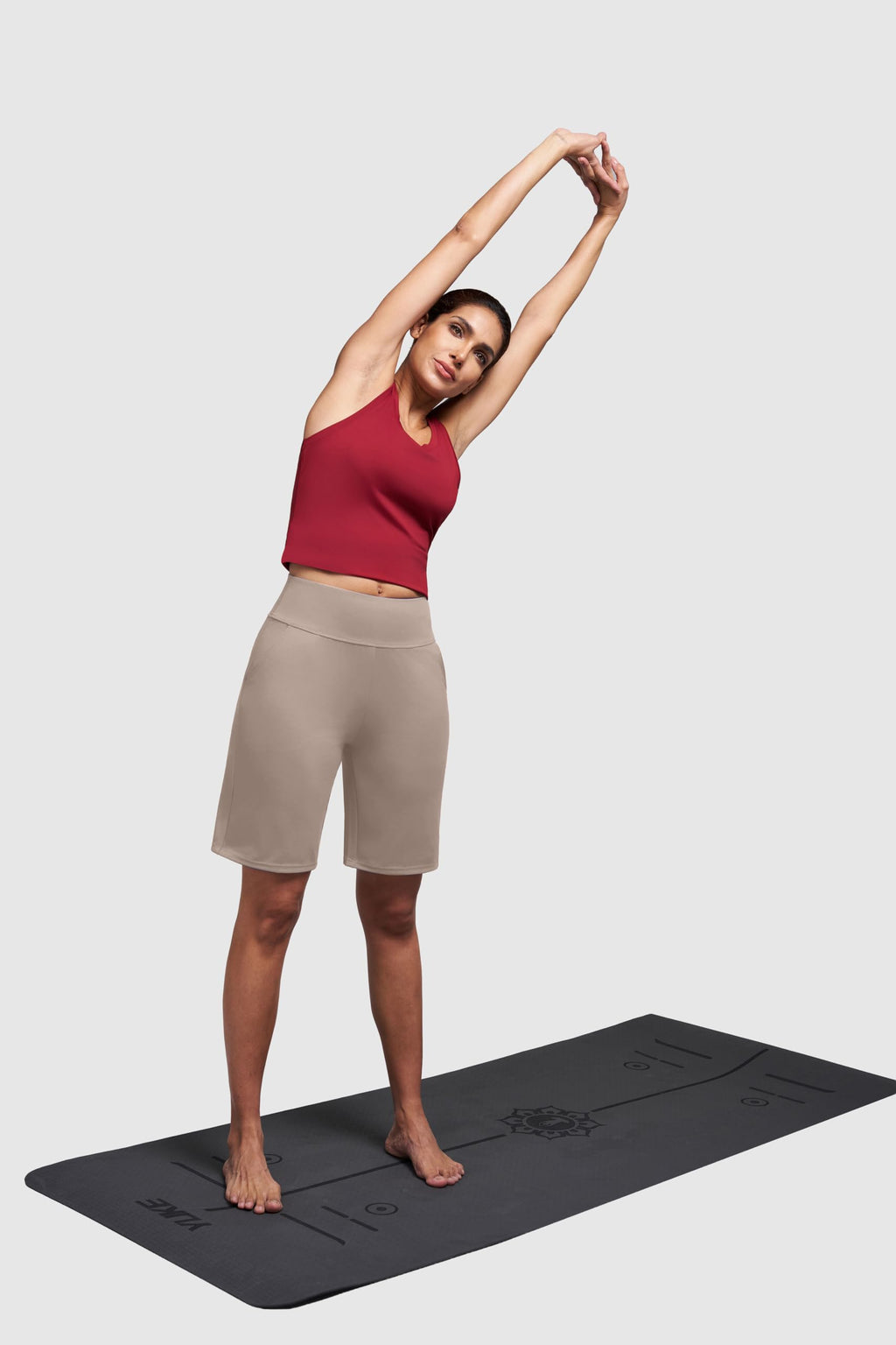 Bermuda Athletic Workout Running Long Shorts for Women High Waisted Biker Yoga Hiking Outdoors Gym Track Sports Recreation Clothes Khaki XL