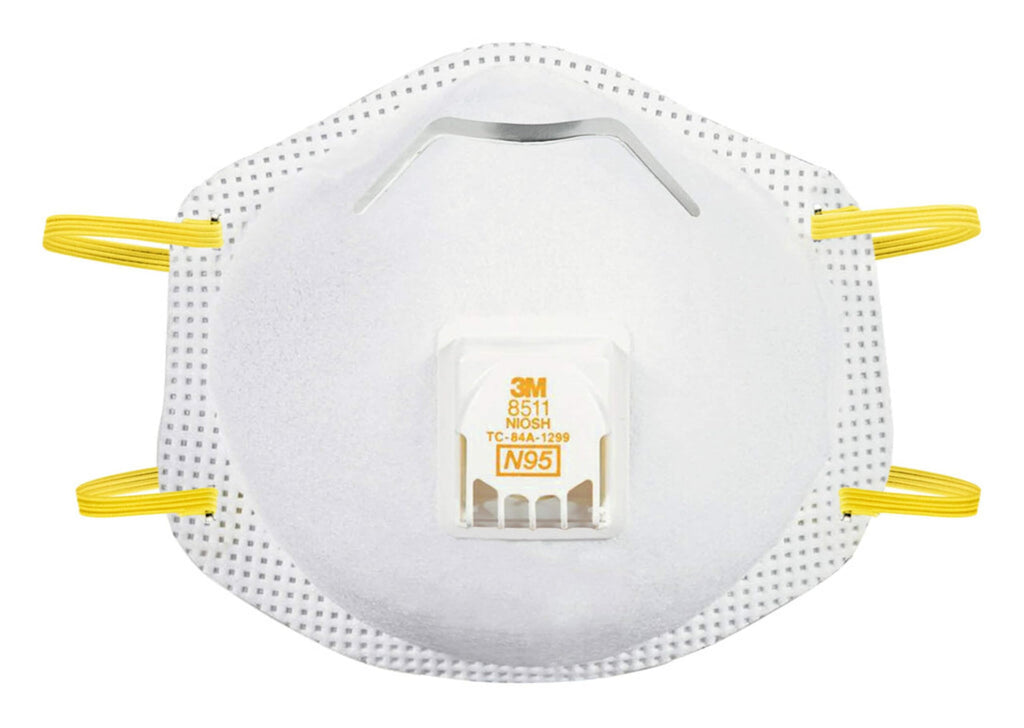 3M N95 Respirator 8511, 10 Pack, NIOSH-APPROVED N95, Features 3M COOL FLOW Exhalation Valve, Relief From Dusts & Certain Particles During Sanding, Pollen, Mold Spores, Dust Particles (8511DB1-A-PS)