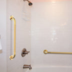 32 Inch Anti Slip Shower Grab Gold, Munzong Bathroom Grab Bar, Knurled Bathroom Balance Bar,Safety Hand Rail Support Handicap Elderly Injury Senior Assist Bath Handle