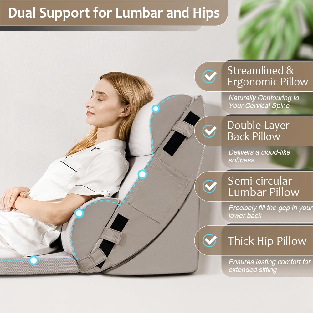 9-Piece Adjustable Orthopedic Wedge Pillow Set – Memory Foam Body Support for Back & Leg Comfort