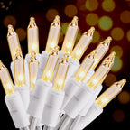 Christmas Lights 100 Count Mini Clear Lights 32ft White Wire Christmas Tree String Lights Set for Outdoor Indoor Christmas Decorations Wedding Decorations Valentines Day Decor,UL Certified (32feet)