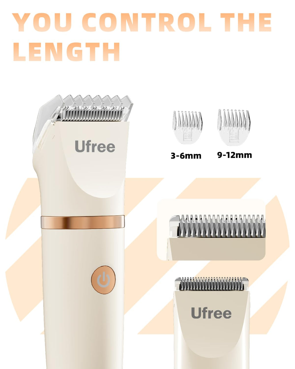 Ufree Bikini Trimmer Electric Razors for Women, Rechargeable Pubic Hair Trimmer Electric Shaver for Legs Body Hair, Bikini Shaver IPX7 Waterproof, White