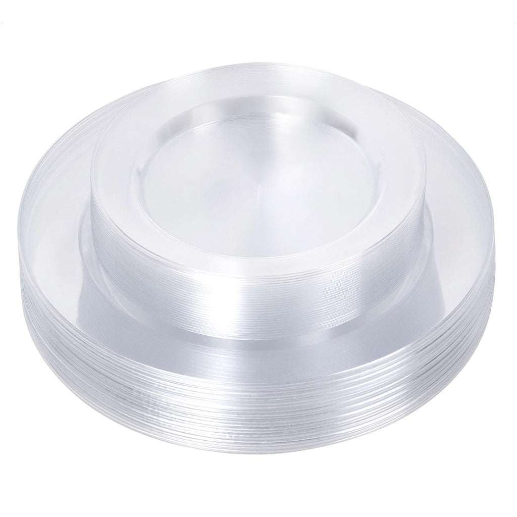 Bestluck 50PCS Clear Plastic Plates, Heavy Duty Disposable Plastic Plates with 25PCS 10.25inch Dinner Plates and 25PCS 7.5inch Dessert Plates, Disposable Plates for Party Wedding