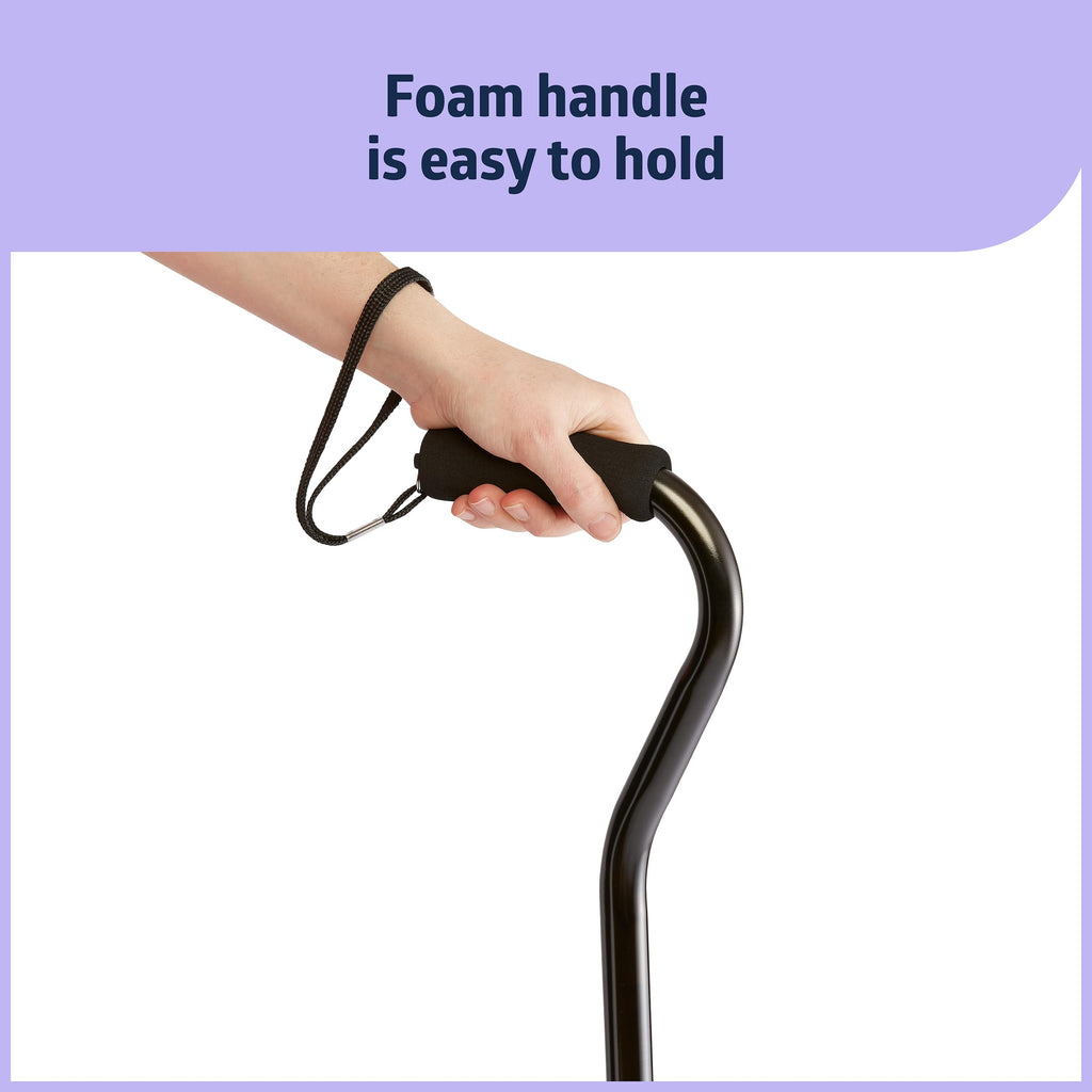 Medline Aluminum Offset Walking Cane for Seniors & Adults is Portable and Lightweight for Balance, Knee Injuries, Mobility & Leg Surgery Recovery, Black