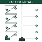 Heavy Duty Broom Outdoor Indoor Commercial Broom with 50 inches Long Handle,Perfect for Home Courtyard Garage Kitchen Office Lobby Room Floor(Black)