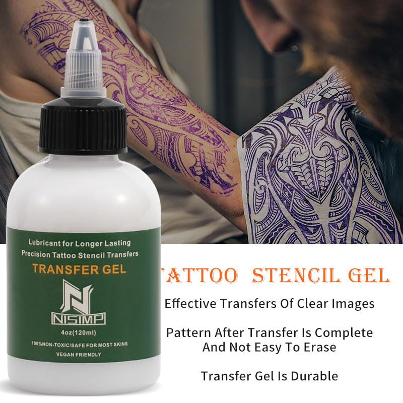 NISIMP Tattoo Transfer Gel,4oz Tattoo Transfer Stencil Cream,Fast&Clear Long Lasting Tattoo Stencil Transfer Gel Solution for Tattoo Artist HFTG1