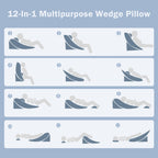 SlumbayTale Bed Wedge Pillow for Sleeping, 12&18&25 Inch Adjustable Height Memory Foam Wedge Pillow for After Surgery, 12-in-1 Wedge Pillow for Acid Reflux, Snoring, Gerd, Back Pain