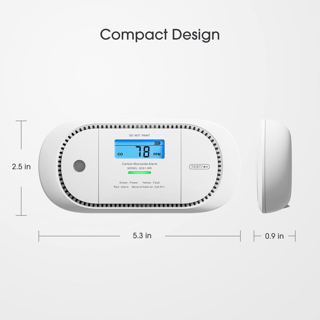 X-Sense Wireless Interconnected Carbon Monoxide Detector, Replaceable Battery Powered CO Alarm with Digital Display and Peak Value Memory, XC01-WR