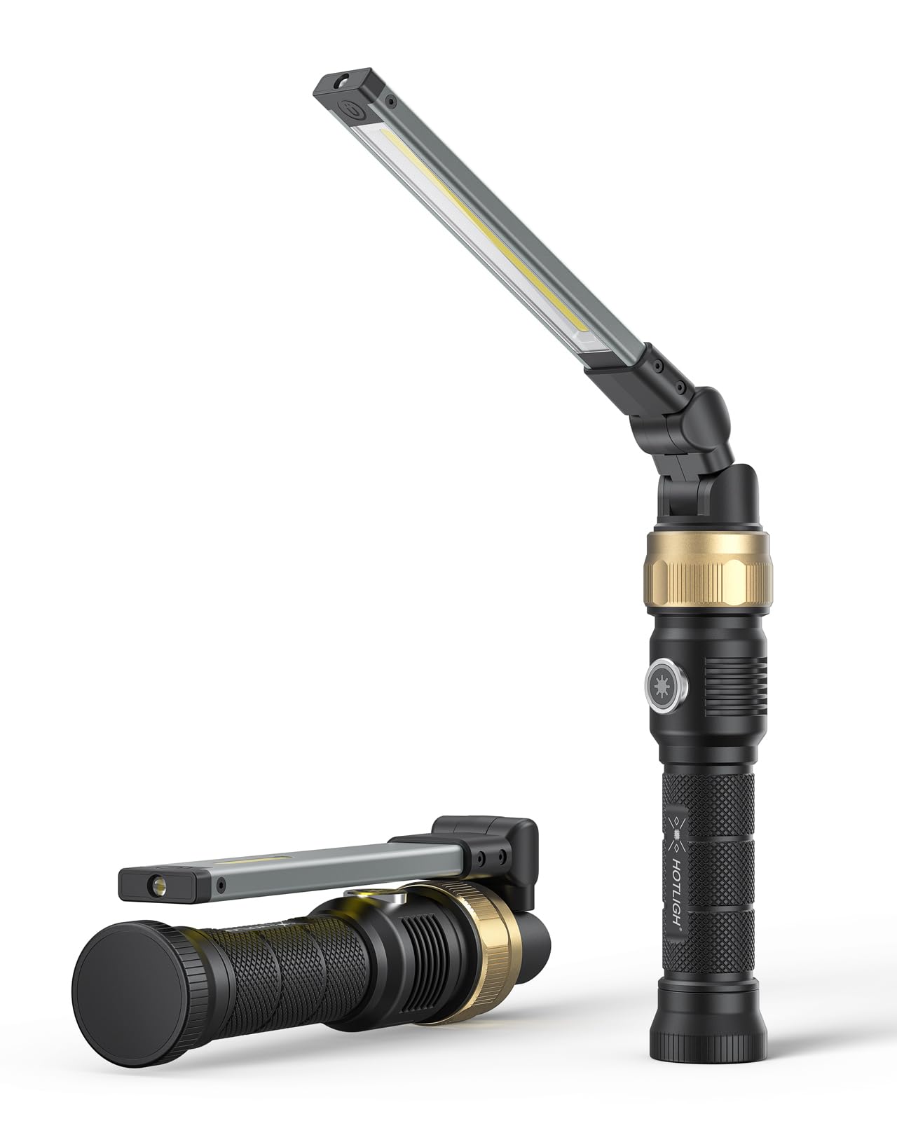 HOTLIGH Rechaegeable Work Light, 5000mAh Magnetic Flashlight with 360° Rotate Foldable Design, 1200 Lumens Led Work Light, Mechanic Light for Car Repairing/Emergency,Fathers Day Dad Gifts