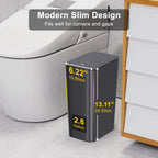 3 Pack 10 Liter Small Trash Can with lid, 2.6 Gallon,Garbage Can Slim Trash Bin Waste Basket for Bathroom,Kitchen,Bedroom,Living Room,Office,Laundry - Black
