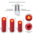 Homemory Christmas Flameless Candles, Battery Operated Candles with Remote Timers, Electric Fake Candles for Home, Christmas Decoration, Made of Plastic, Red/Burgundy, Set of 9