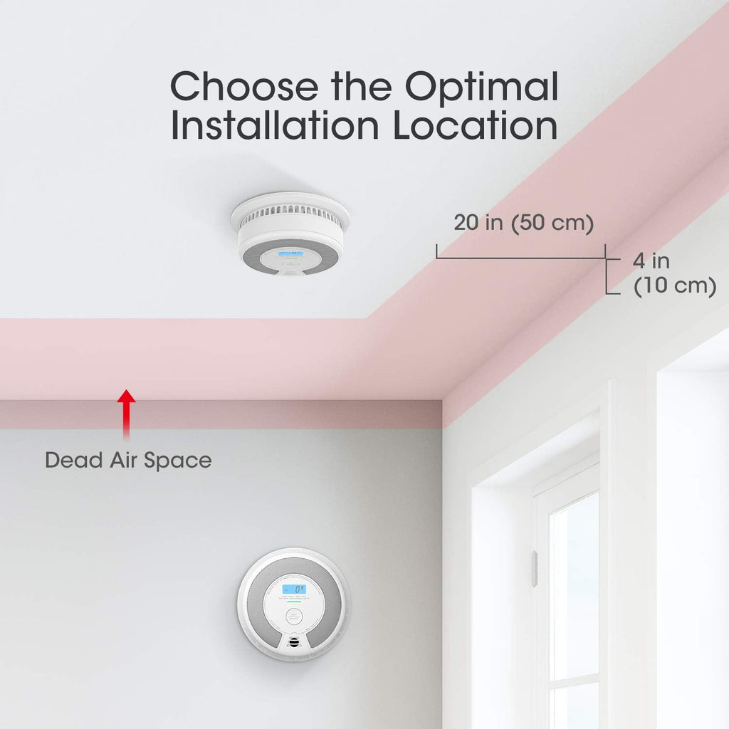 X-Sense 10-Year Battery Combination Smoke Carbon Monoxide Alarm Detector with Large LCD Display, Standalone Model, 5-Pack