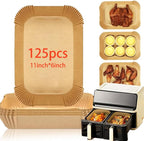 125 PCS Air Fryer Liners Disposable, 11x6 Inch Unbleached Parchment Paper for Ninja Smart XL Air Fryer, Baking Accessories, Safe & Non-Stick Air Fryer Parchment Paper Liners