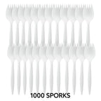 Plasticpro Cutlery Plastic Sporks Medium Weight Disposable Silverware White (1000 Count)