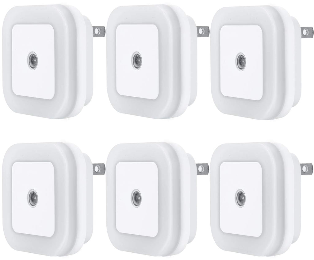 LED Night Light Lamp with Smart Sensor Dusk to Dawn Sensor, Daylight White, 0.5W Plug-in, 6-Pack