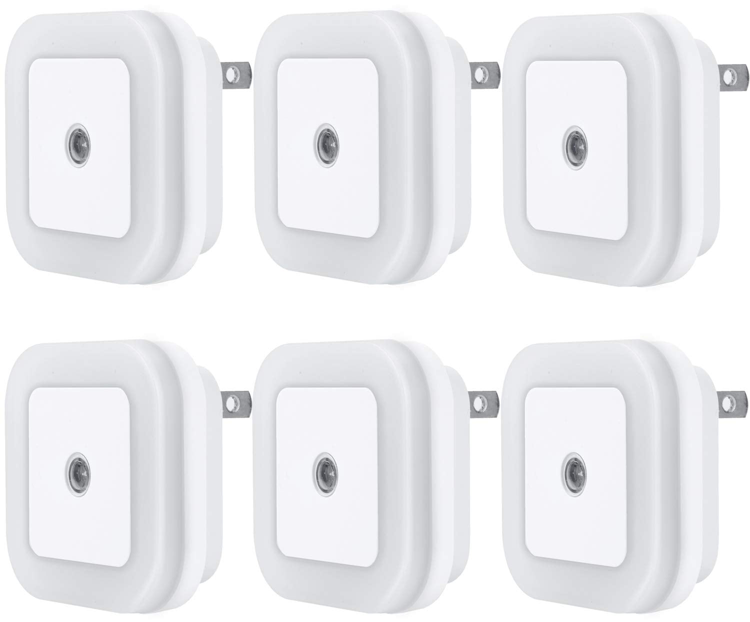 LED Night Light Lamp with Smart Sensor Dusk to Dawn Sensor, Daylight White, 0.5W Plug-in, 6-Pack