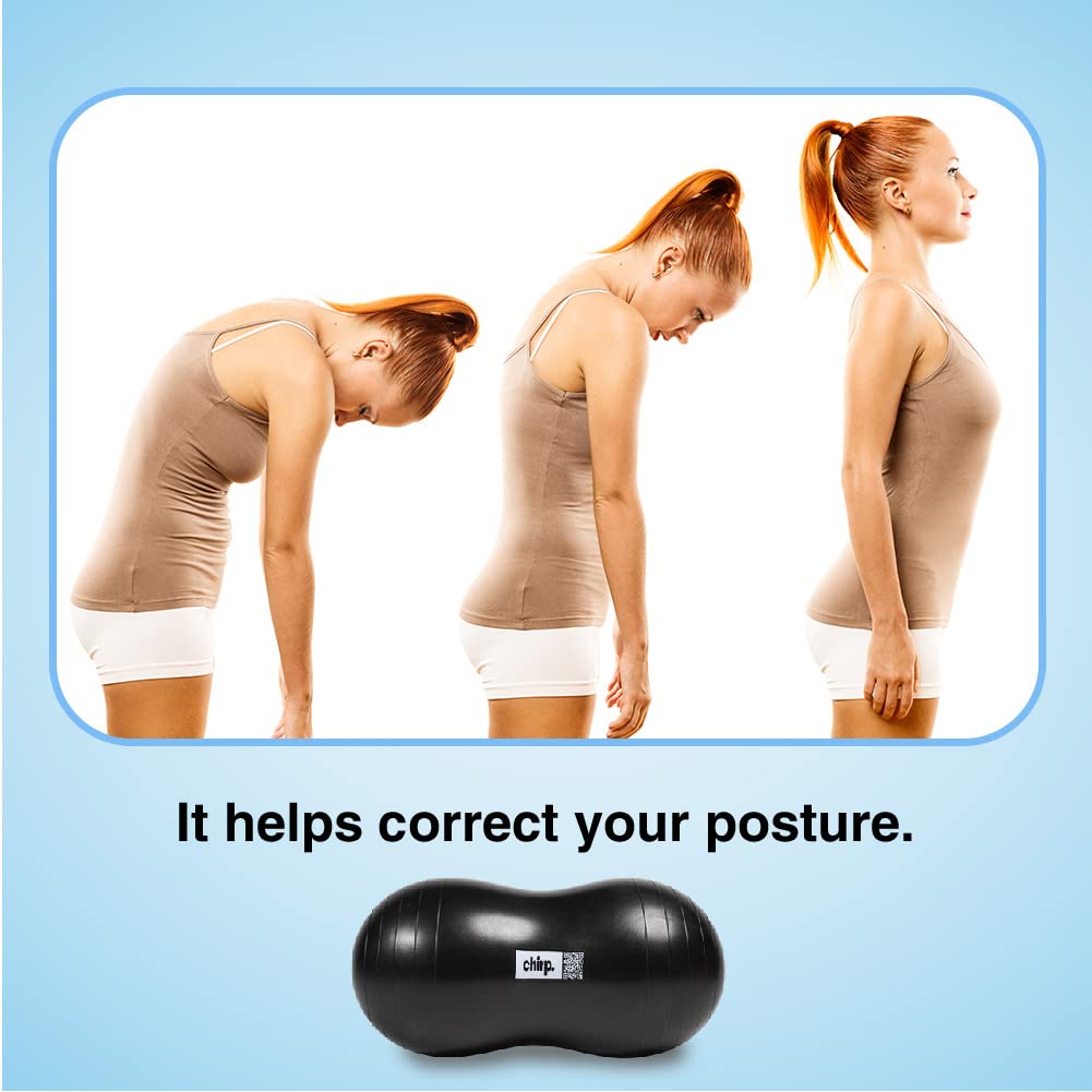 Chirp Cloud Peanut Mobility Ball for The Back, Physical Therapy Massage Ball for Adults, Exercise Balance Ball, Sensory Therapy Toys for Autistic & ADHD - 2 Pack (Mint 100x50cm, Black 60x30cm)