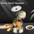 3 Tier Stackable Stainless Steel Insert Pans with Cooking Chip Portable Steamer Cooker with Basket Stand for 6QT Instant Pot Accessories Pot-in-Pot Cookware for Kitchen