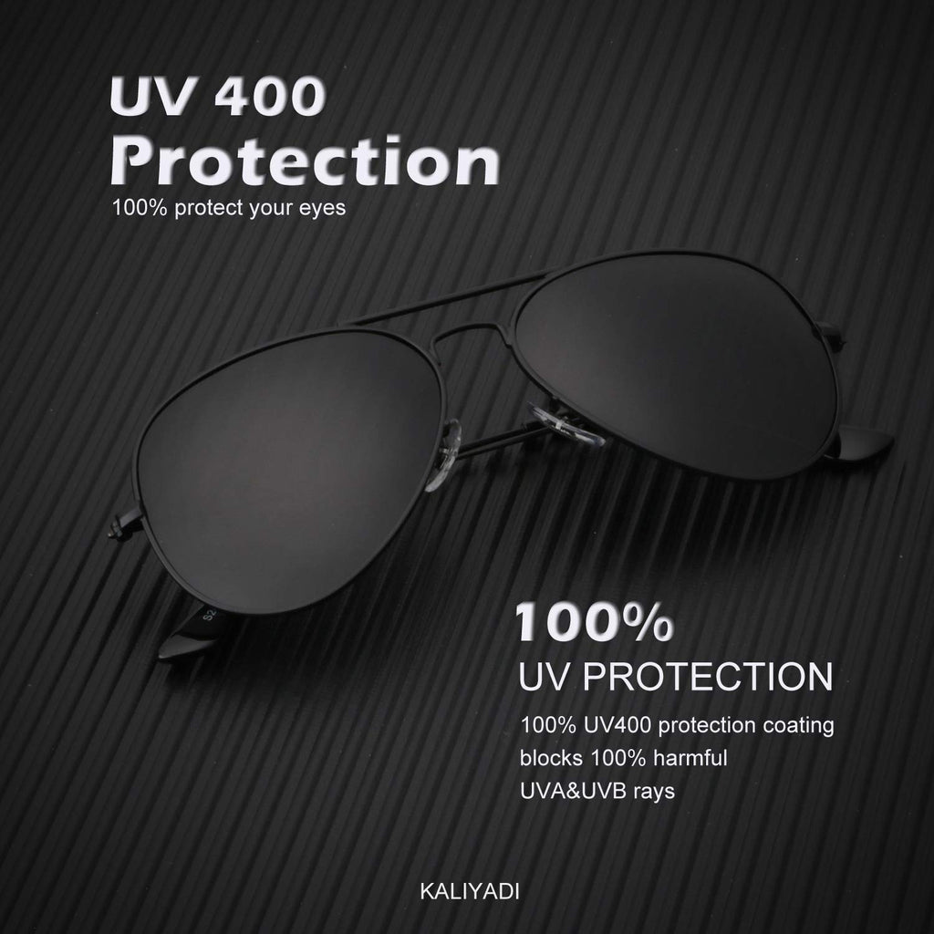 Classic Aviator Sunglasses for Men Women Driving Sun glasses Polarized Lens UV Blocking (3 Pack) 58mm