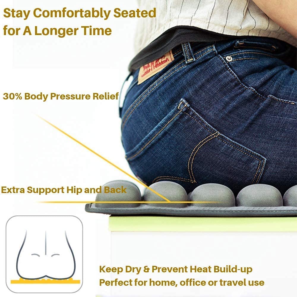 SUNFICON Air Seat Cushion Inflatable Seat Cushion Portable Car Seat Office Chair Wheelchair Pad Anti Bedsore Orthopedics Pain Pressure Relief Cushion Camping Seat Mat w Pump 18 ''x 16'' x1'' Blue
