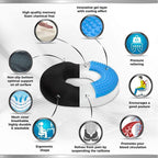 Donut Pillow Seat Cushion Orthopedic Design| Tailbone & Coccyx Memory Foam Gel Pillow | Pain Relief for Hemorrhoid, Pregnancy Post Natal, Surgery, Sciatica, for Home Car or Office Chairs by Lexia