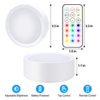 Upgrade Puck Lights with Remote, 3 Pack 13 Color Changing Under Counter Lights, Wireless Under Cabinet Lights Battery Powered, Dimmable Battery Operated Light, Stick On Lights