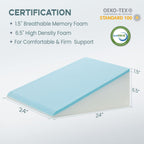 Loeysu Bed Wedge Pillow, 8" 24" 24" Triangle Pillow Wedge, Bamboo Cooling Memory Foam Top, Elevated Support Wedge Pillow for Relieving Acid Reflux, Heartburn, Snoring and GERD