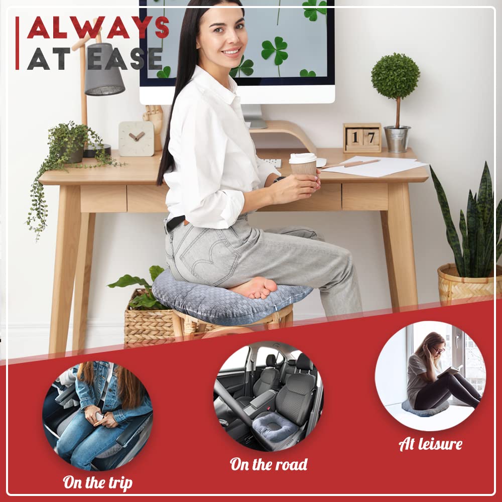 Vinban Stuffed Donut Pillow Seat Cushion | for Tailbone and Coccyx Pain, Hemorrhoids, Bed Sores, Pregnancy, Prostate, Surgery Recovery, Sitting Pressure Relief, for Home, Office and Car (Grey)