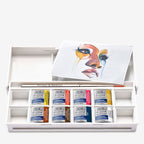 Winsor & Newton Cotman Watercolor Paint Set, 8 Half Pan, Portrait Colors w/ Brush