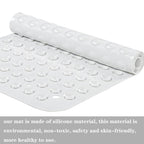 YANZIFLY Bathtub Mat for Shower: Soft Silicone 16 X 40 Inch Bath Mat Non Slip with Suction Cups Tub Mat for Bathroom for Kids Elderly Extra Large Shower matt Machine Washable - White