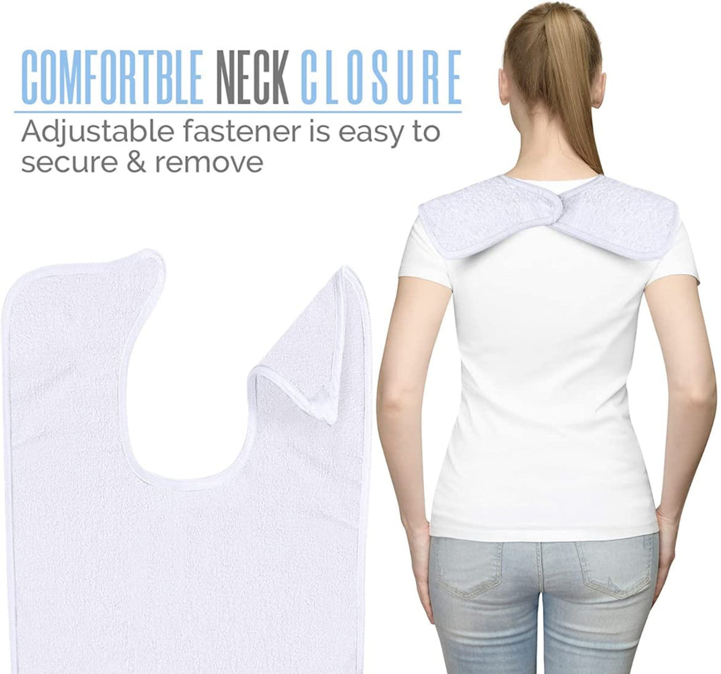 6 Pack White Adult Terry Bibs