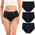 Molasus Incontinence Underwear for Women High Absorbency Period Leakproof Cotton Underwear Heavy Flow Menstrual Protective Panties Bladder Control Briefs 3 Pack,Black,Large