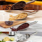 Ozidstu 6 Oz Upgraded & Thickened Stainless Steel Ice Scoop, Kitchen Scooper for Ice Maker, Freezer, Bucket, Bar, Wedding, Pet Food - Sturdy, Rust-Resistant, Dishwasher-Safe