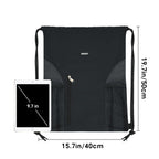 Drawstring Backpack Sports Gym Sackpack with Mesh Pockets Water Resistant String Bag for Women Men(Black)
