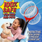 ASISNAI Bug Zapper 18" Electric Fly & Mosquito Swatter Racket - Outdoor/Indoor Killer for Flies, Battery-Operated Tennis Killing Zap, 3000 Volts Electronic Catcher, 2 AA Batteries Included - Red